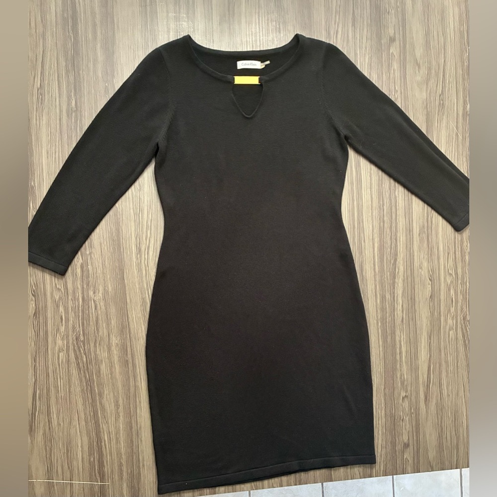 Calvin Klein Long Sleeve Black Sweater Dress